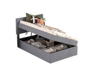 Lit coffre 90x200 cm REDOM   coloris gris