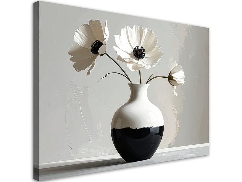  Tableaux, des fleurs blanches dans un vase noir et blanc 60x40 1328139640 - Conforama A