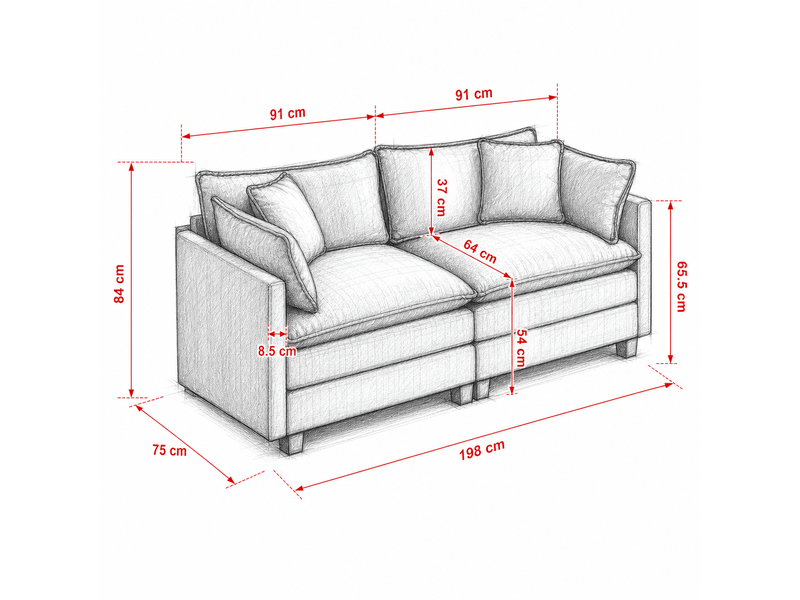 Canapé nuage 2 places moderne en chenille respirante coussins double couche vert - Conforama C
