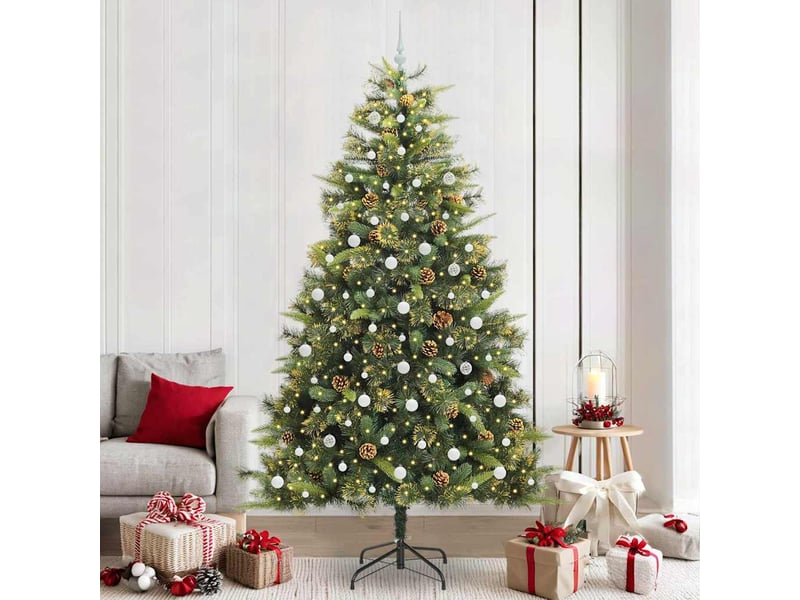 Sapin de noël artificiel, arbre de noël avec branches pliables et cônes 240 cm shl347 - Conforama B