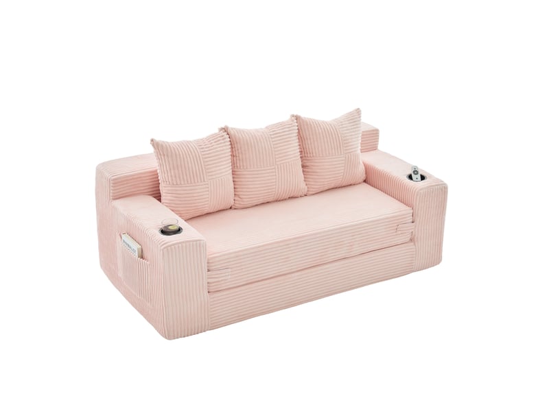  Canapé modulable 3 places 172x87x64 cm rose  - Conforama A