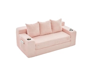 Canapé 3 places 172x87x64 cm modulable sans cadre rose