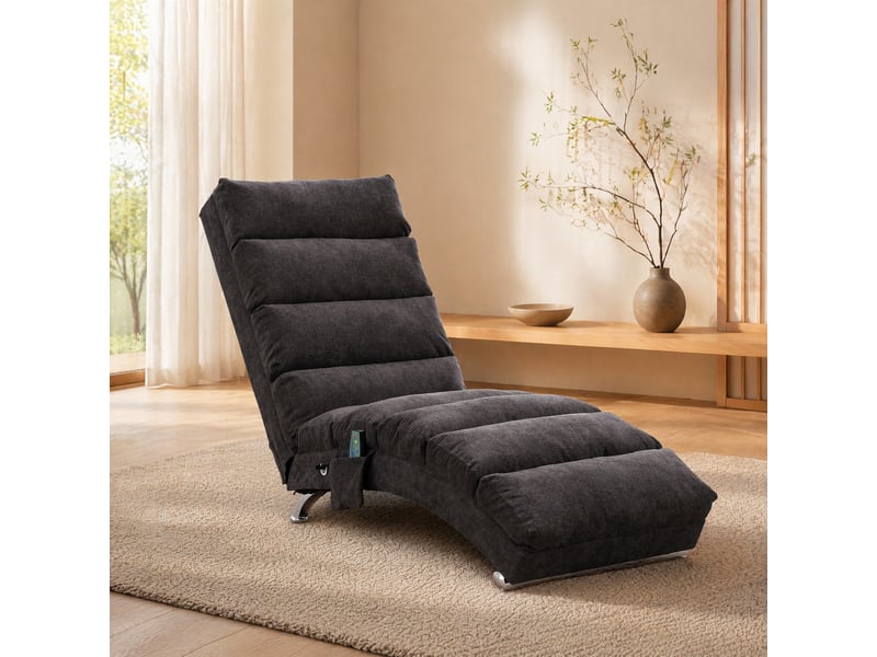 Chaise longue de massage fixe,148x55x84 cm,avec vibration,tissu,gris foncé - Conforama B