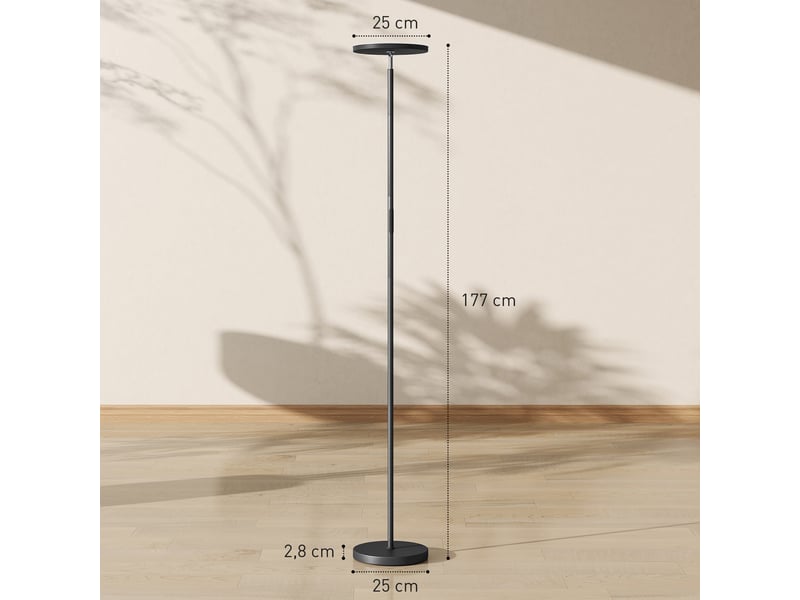  Lampadaire rgb à éclairage indirect, lampe à intensité variable avec télécommande et commande tactile, tête rotative à 350°, noir  - Conforama E