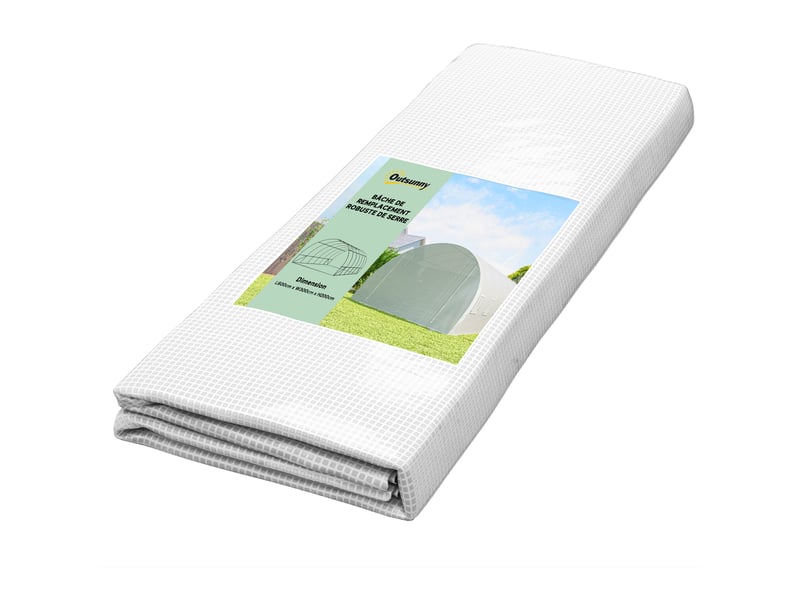  Bâche de rechange serre tunnel 18 m², bâche 6l x 3l x 2h m pe anti-uv imperméable 12 fenêtres + porte enroulable zippée  - Conforama A