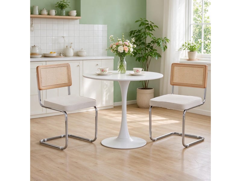 Chaise de salle à manger - ensemble de 2 chaises cantilever, chaises de salle à manger, 50 x 45 x 85 cm, blanc - Conforama E