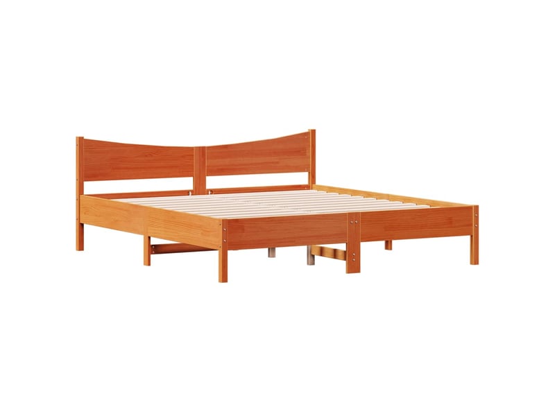  Lit double- lit adulte -  cadre de lit sans matelas  marron 180x200cm bois pin massif  - Conforama B