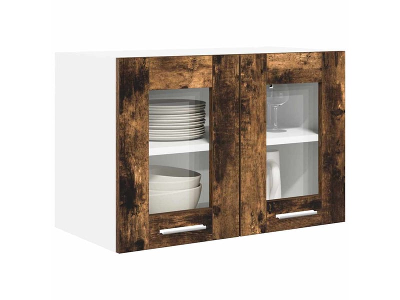 Meuble de rangement cuisine, armoire suspendue 2 pcs chêne fumé bois d'ingénierie shl4559 - Conforama C
