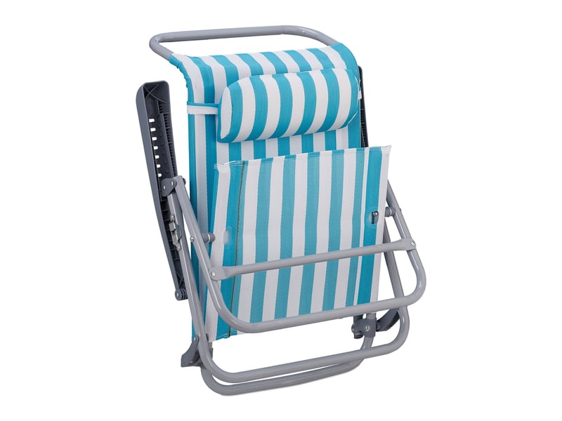  Chaise longue pliante de jardin 190 x 60 x 30 cm 8 positions confortables design rayé en polyester bleu 13_0010485  - Conforama C