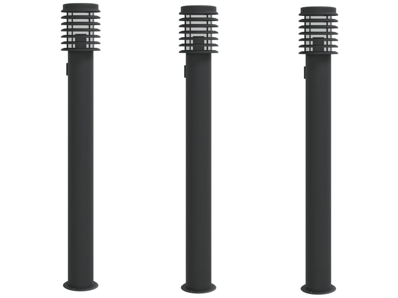  Lampadaires d'extérieur avec sortie 3 pcs acier inoxydable noir 02_0042572  - Conforama A