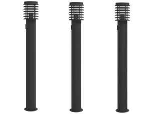 Lampadaires d'extérieur avec sortie 3 pcs acier inoxydable noir 02_0042572