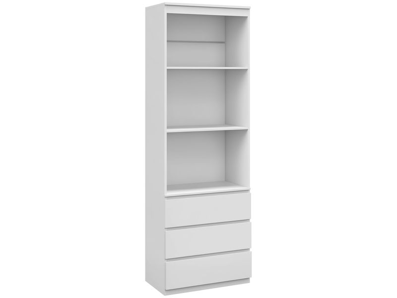  Bibliothèque haute de 180 cm avec 3 étagères et 3 tiroirs 60 x 35 x 180 cm en bois blanc  - Conforama A
