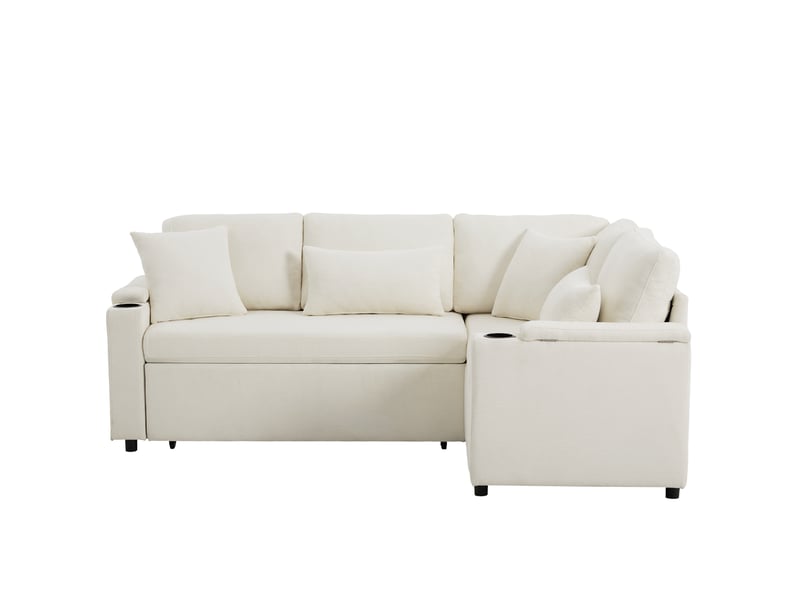 Canapé d'angle convertible 4 places en tissu chenille beige N653P9823A - Conforama A