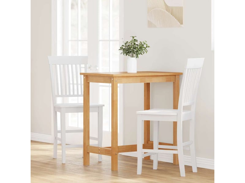  Lot de 2 tabouret de bar, chaise de bar en bois massif blanc et caoutchouc shl75185  - Conforama C