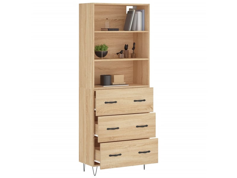  Buffet haut - bahut - meuble de rangement chêne sonoma 69,5x34x180 cm bois d'ingénierie  - Conforama C