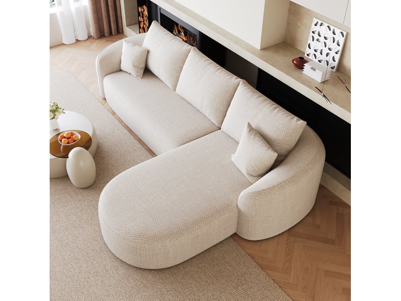 Canapé d'angle tcqpz 266 x 168 x 85 cm 4 places modulaire compressé sans montage tissu chenille blanc - Conforama D