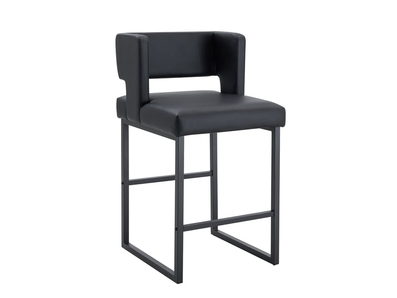  Lot de 2 tabourets de bar en similicuir pu noir, pieds en métal W3658P358563 - Conforama A