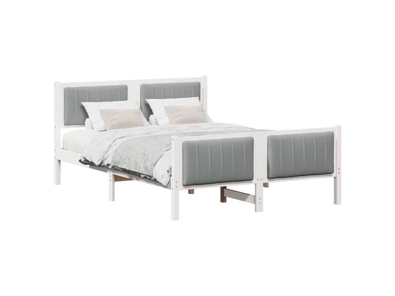  Lit double- lit adulte -  cadre de lit avec tête de lit blanc et gris clair 140 x 190 cm  - Conforama B