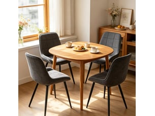 Lot de 4 chaises de salle à manger 52.5×43×81.5cm, cadre en métal, finition gris foncé, dossier courbé, motif à carreaux