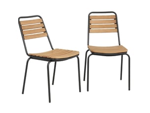 Lot de 2 chaises de jardin 61 x 47 x 81 cm – bois naturel – empilables, structure en acier résistante aux uv