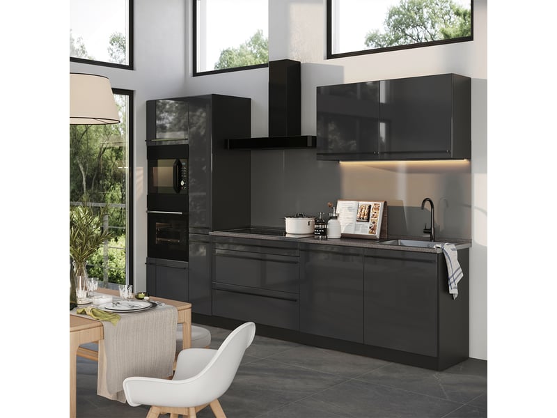  Vicco cuisine, anthracite haute brillanceanthracite, 310cm sans plan de travail  - Conforama C