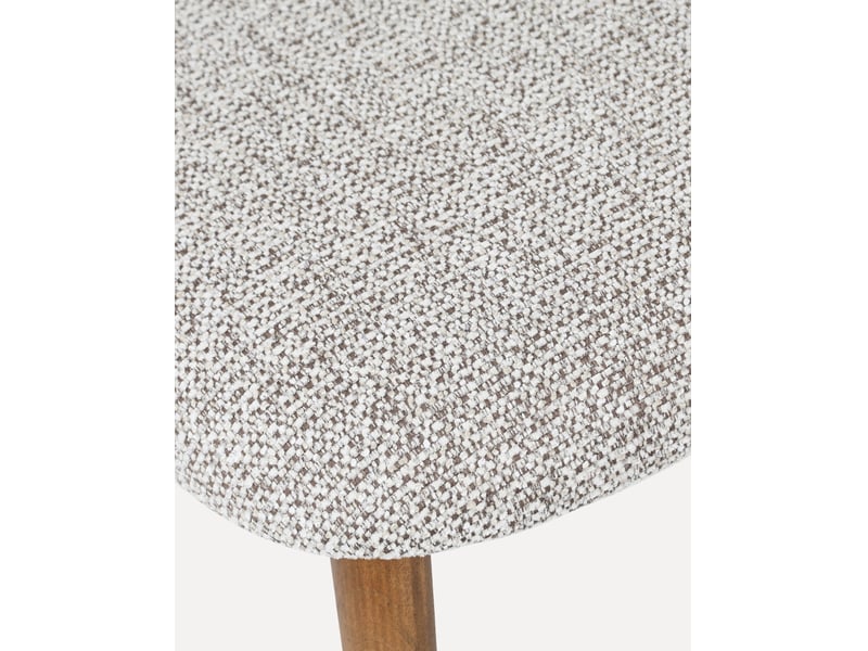  Chaise de salle à manger lot de 2 avec accoudoirs et patins réglables, en tissu et bois d'hévéa noyer argile  - Conforama C