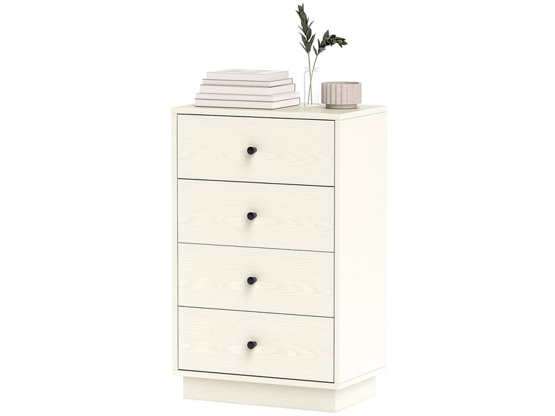 Commode moderne à 4 tiroirs, meuble de rangement pour chambre, salon ou couloir, 47 x 29 x 75 cm, couleur crème  - Conforama B