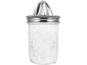 Presse-agrumes manuel avec bocal en verre mason jar 480 ml - couvercle en acier inoxydable - look vintage