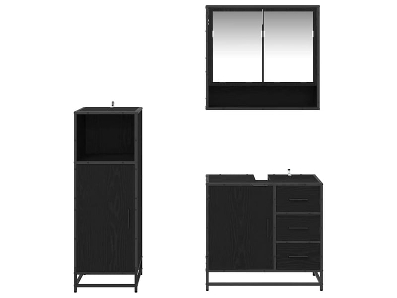 Ensemble de mobilier de salle de bain 3 pc chêne noir cf64356 - Conforama C