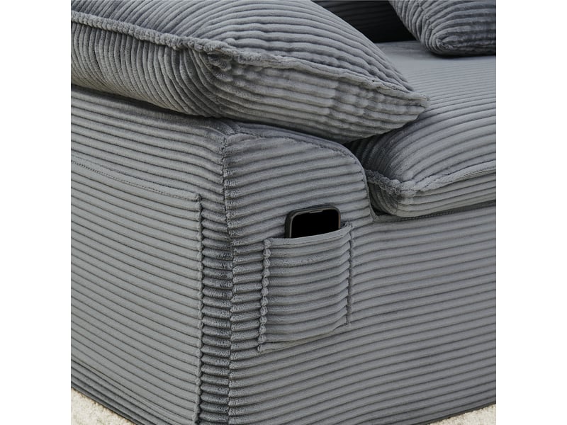  Fauteuil modulable en tissu et mousse haute densité, fonction couchage, repose-pieds mobile, poches et sans montage  - Conforama D
