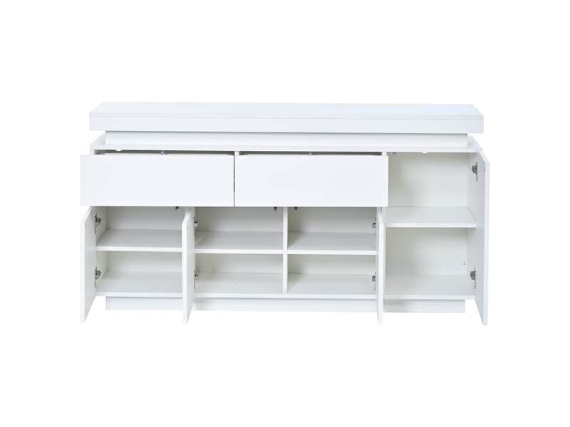 Buffet bas 140x35x72,5 cm blanc avec 2 tiroirs, 4 portes, led rgb Fay Lum - Conforama D