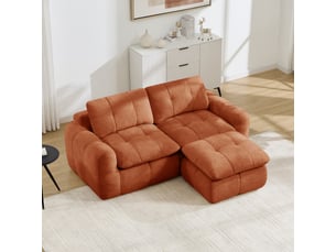Canapé modulable 194x160x68 cm 2 places avec ottoman, chenille orange