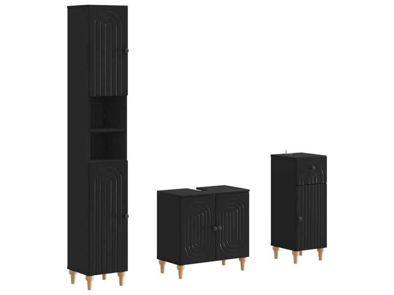  Ensemble de meuble de salle de bain 3 pièces alkmaar noir cf63304  - Conforama A