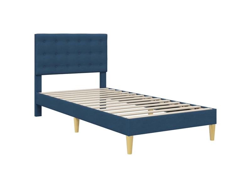  Lit simple- lit adulte -  cadre de lit avec tête de lit bleu 80 x 200 cm tissu  - Conforama B