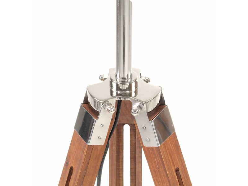  Lampadaire à trépied marron miel et blanc bois de teck 141 cm  - Conforama E