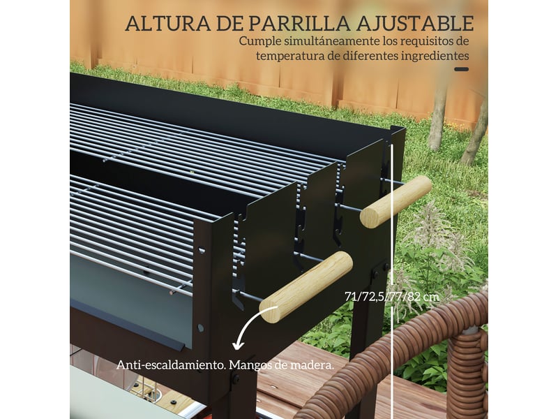  Barbecue au charbon pour jardin, 2 grilles réglables, surface de cuisson 3172 cm²  - Conforama W