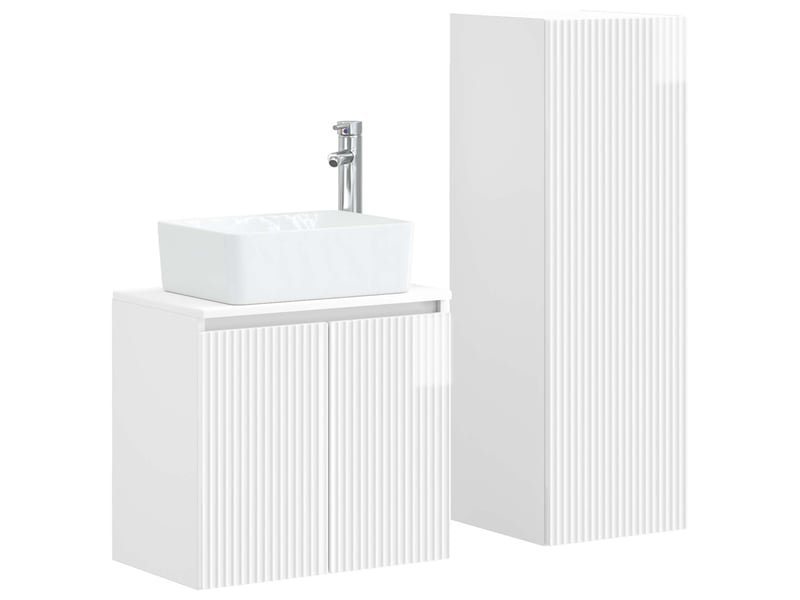  Ensemble de mobilier de salle de bain 2 pc blanc brillant cf64010  - Conforama A