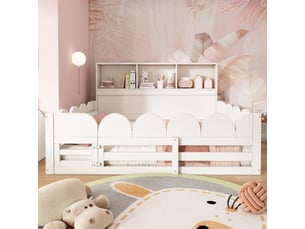 Lit cabane 140x200 cm <strong>KORFEE</strong>  <strong></strong> coloris blanc