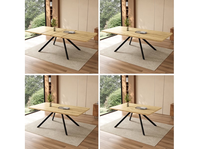  Table à manger extensible 160,200,240x90 cm, mdf, chêne clair  - Conforama D