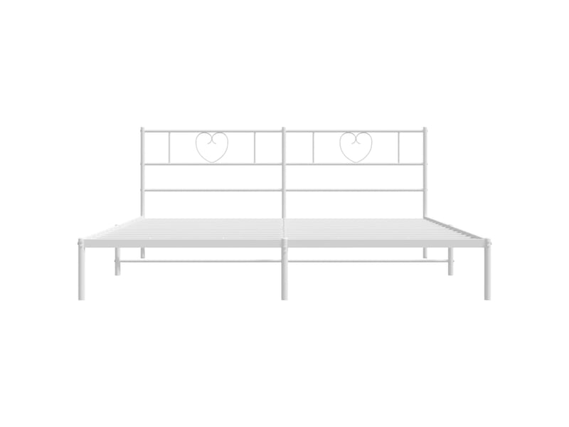 Lit double- lit adulte -  cadre de lit métal sans matelas et tête de lit blanc 200x200 cm  - Conforama C