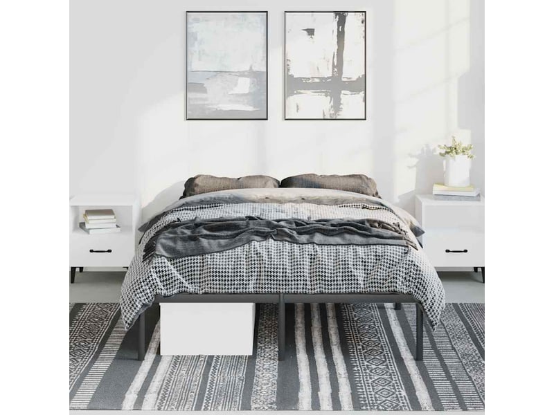  Lit double- lit adulte -  cadre de lit métal sans matelas noir 135x190 cm  - Conforama C
