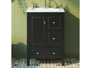 Meuble vasque blanc avec lavabo intégré, tiroirs et charnières amorties 62 cm