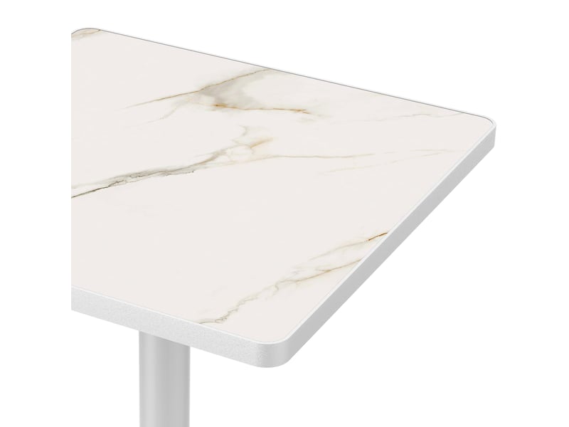  Table à manger ronde 70 cm en pierre frittée avec pieds en acier inoxydable  - Conforama E