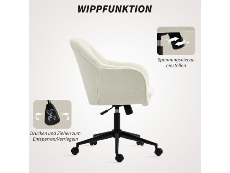 Chaise de bureau en velours beige, dossier incurvé, pour chambre et salon, confortable - Conforama D