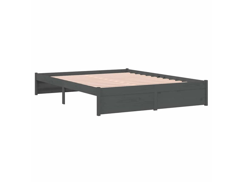  Lit double- lit adulte -  cadre de lit sans matelas gris bois massif 135x190 cm  - Conforama C