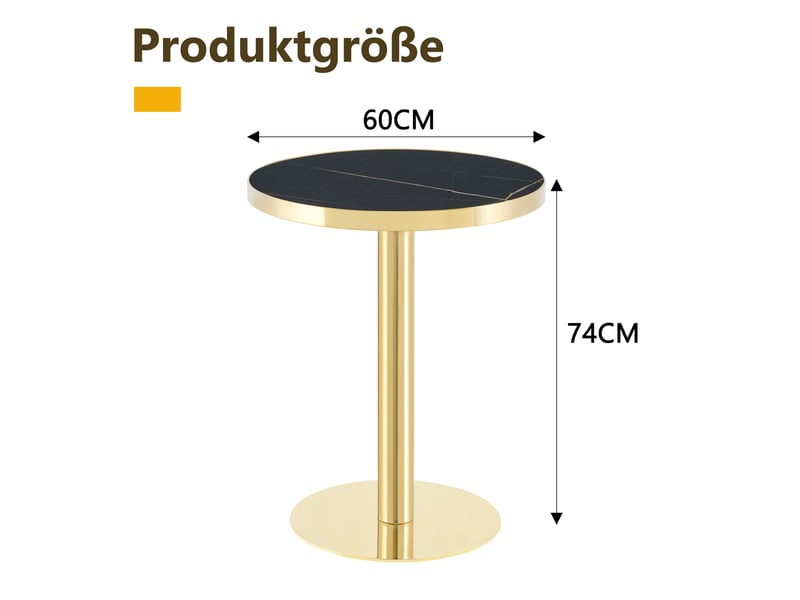  Table d'appoint ronde 60 x 60 x 74 cm – noir et doré – plateau uv et base stable en acier inoxydable  - Conforama C