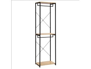 Penderie ouverte 60x40x213 cm double tringle mdf métal noir et chêne