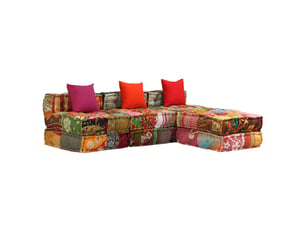 Coussins canapé de sol poufs modulaire chaise longue en tissu 3 places en tissu patchwork dec021227