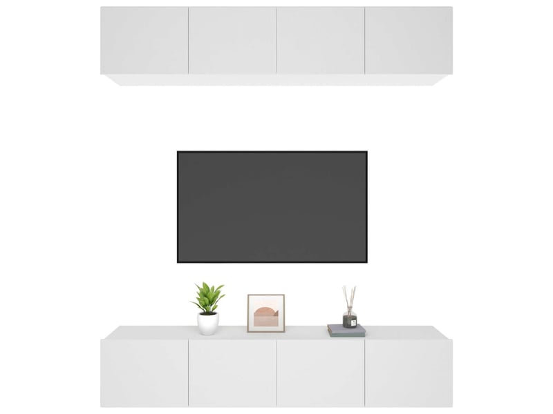  Lot de 4 meuble tv bas salon blanc 80x30x30 cm bois d'ingénierie shl42176  - Conforama D