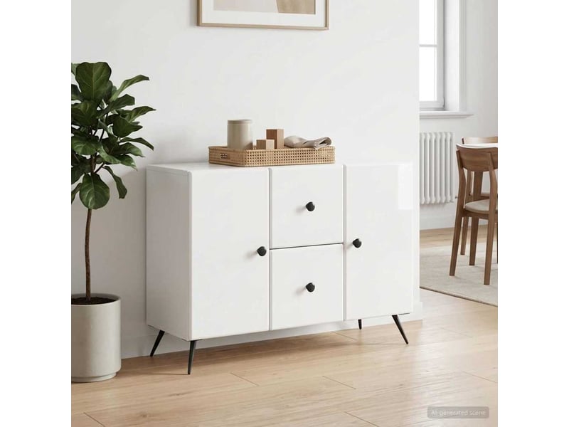  Buffet - bahut - meuble de rangement blanc brillant 89 x 34,5 x 60 cm bois d'ingénierie  - Conforama D